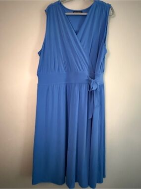 Lane Bryant Sz 22/24 Blue Wrap Midi Dress